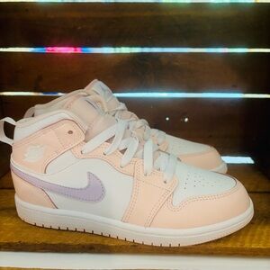 New Nike Air Jordan 1 Mid  PINK WASH/WHITE FD8781 601 Youth Kids 3Y